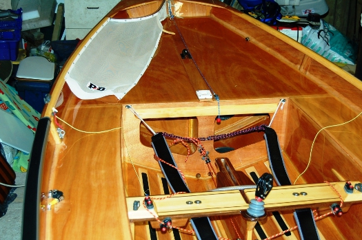 Interior of a superb wooden Mirror dinghy