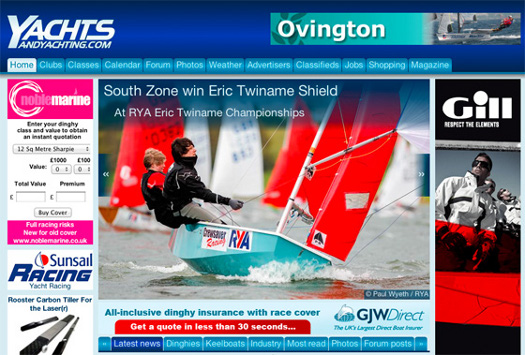 Screen shot of Yachts & Yachting website showing Mirror dinghy