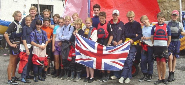 The British Team with their coach and union jack